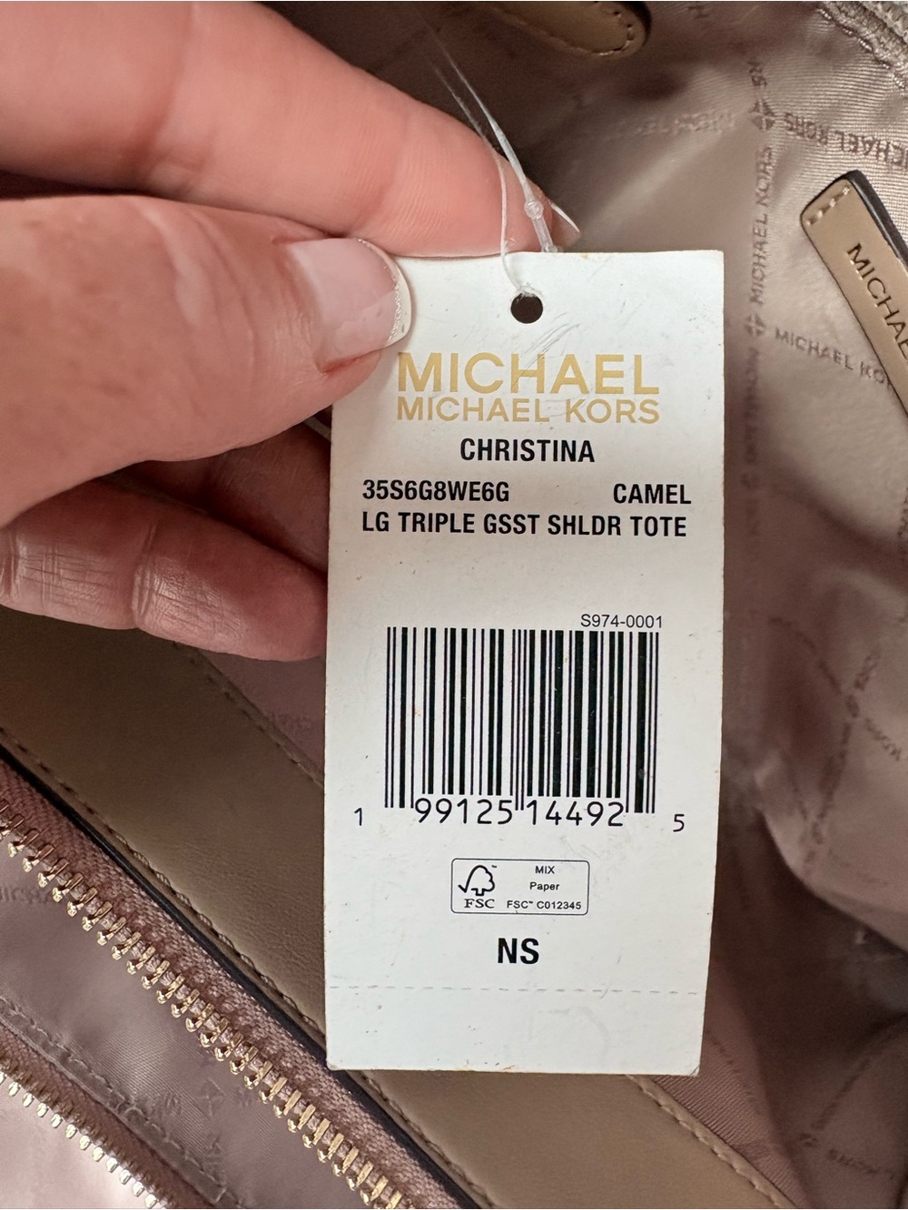 NWT Michael Kors Large Christina Beige Snake-Print Tote Bag - Picture 2 of 7